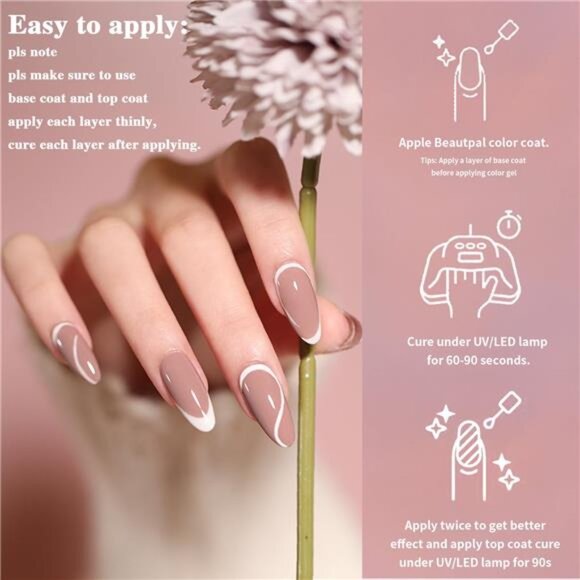 Nude Gel Polish 10 Pcs All Seasons Skin Tones Gel Nail Polish Nude Pink Neutral - Picture 5 of 7